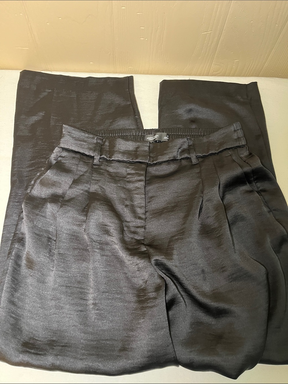 Simply Vera Vera Wang Black Satin Wide Leg Pants